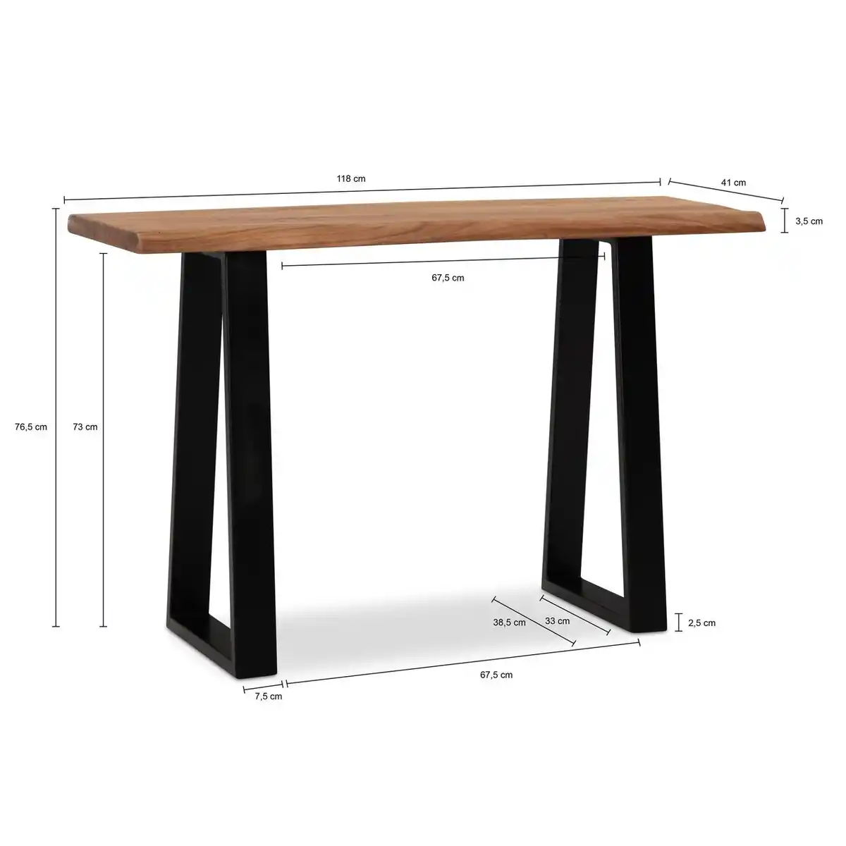 Bild 4 von Schreibtisch 118 cm Akazie Massivholz Bürotisch Laptoptisch Baumkante