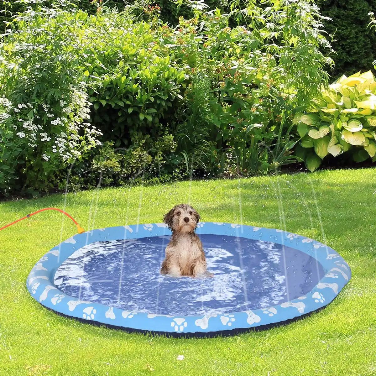 Bild 2 von 170 cm Splash Sprinkler Pad für Hunde Spritz Wasserspiel Matte Wassersprinkler Anti-Rutsch Outdoor P