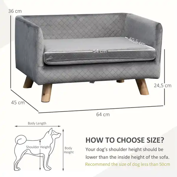 Bild 4 von Hundesofa mit Holzbeinen Hundebett für kleine Hunde bis zu 8 kg Grau