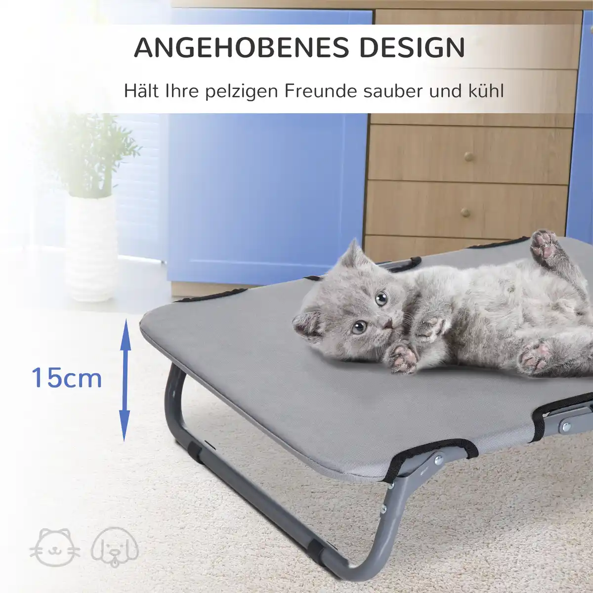 Bild 4 von Hundeliege Outdoor Hundebett Katzenbett Schlafplatz faltbar grau