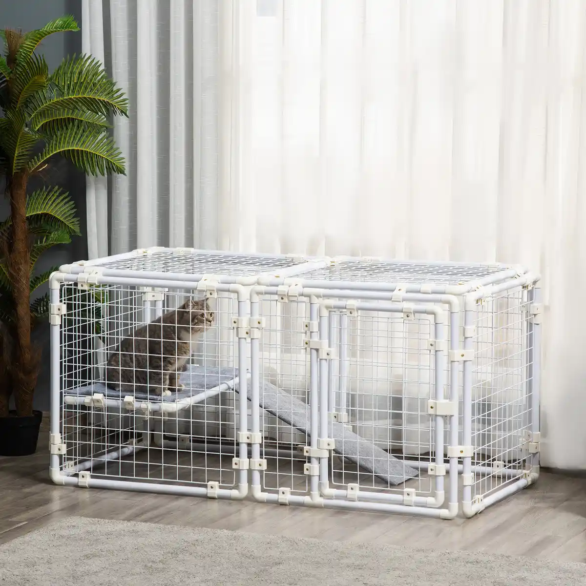 Bild 2 von Kaninchenstall Freilaufgehege 9 Stücke DIY Kleintierkäfig mit Tür Freigehege Kleintierstall Kleintie