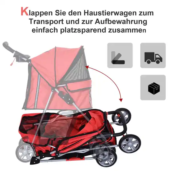 Bild 4 von Hundewagen Hundebuggy Pet Stroller Hunde Buggy mit 4 Rolle in 4 Farben