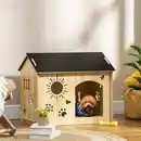 Bild 2 von Hundehütte aus Holz Kleintierhaus mit Lüftungsöffnungen Hundehaus mit Dach Hundehöhle Indoor MDF Eic