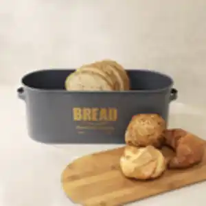 Brotkasten Bread 46x16x18cm Dunkelgrau mit Holzdeckel