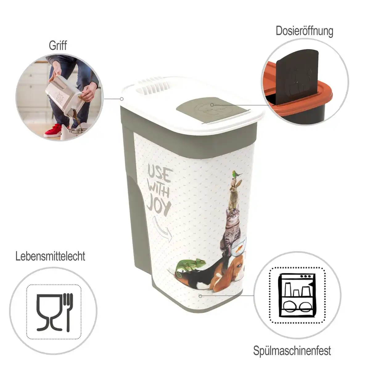 Bild 3 von Rotho MyPet Flo Tierfutterbehälter 4.1l mit Deckel, anthrazit/weiss