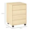 Bild 3 von Rollcontainer Aktenschrank Büroschrank mit 4 Schubladen Lagerschrank MDF Natur