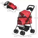 Bild 3 von Hundewagen Pet Stroller für kleine Hunde Haustierwagen Oxford Rot