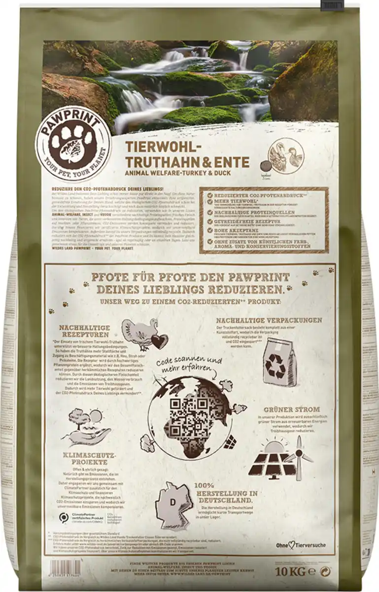Bild 2 von Wildes Land Hundefutter Adult PawPrint Tierwohl Truthahn & Ente, 10 kg
