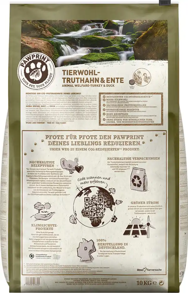 Bild 2 von Wildes Land Hundefutter Adult PawPrint Tierwohl Truthahn & Ente, 10 kg
