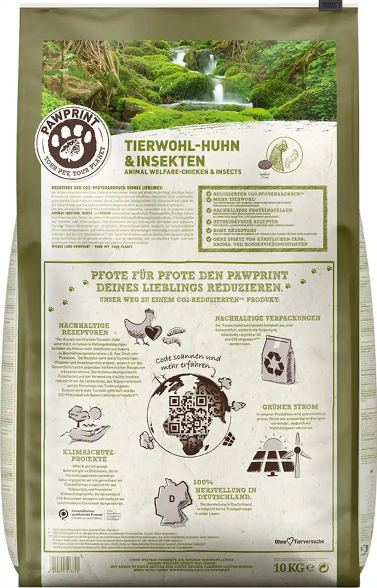 Bild 2 von Wildes Land Hundefutter Adult PawPrint Tierwohl Huhn & Insekten, 10 kg