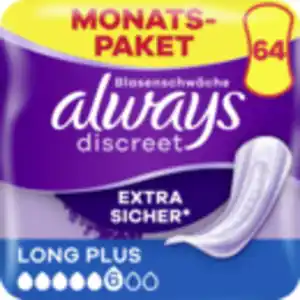 Always Monatspaket Discreet Inkontinenz Einlagen Long Plus