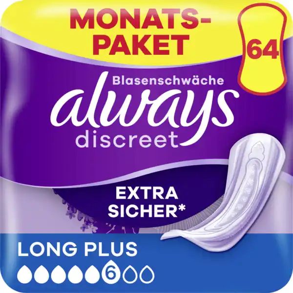 Bild 1 von Always Monatspaket Discreet Inkontinenz Einlagen Long Plus