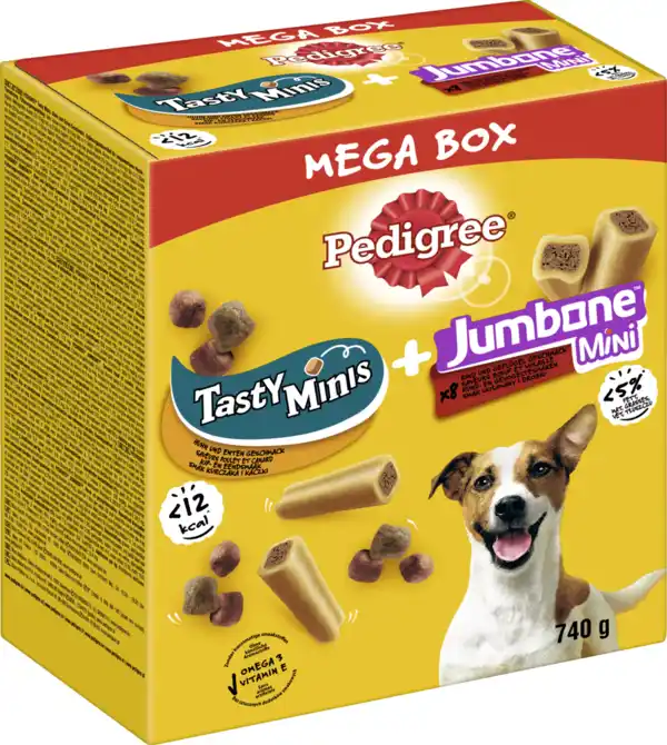 Bild 1 von Pedigree Mega Box Snacks mit Tasty Minis & Jumbone Mini, 740 g