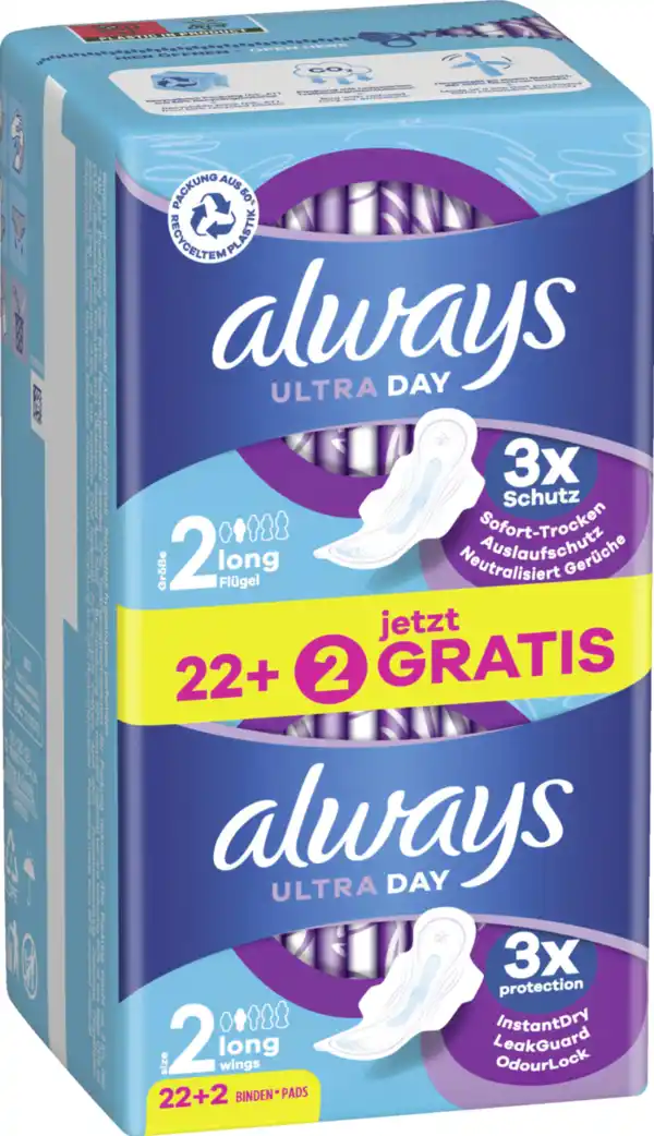 Bild 2 von Always Ultra Day Binden Long mit Flügeln Big Pack + 2 Gratis