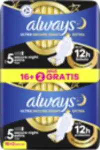 Always Ultra Secure Night Binden Extra mit Flügeln Big Pack + 2 Gratis