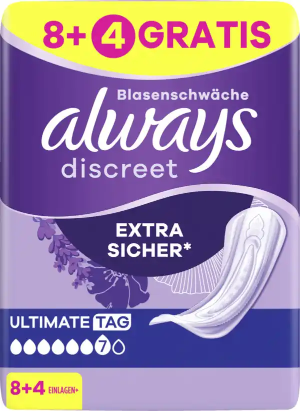 Bild 1 von Always Discreet Inkontinenz Ultimate Tag 8+4