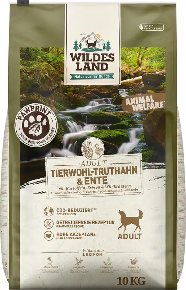 Bild 1 von Wildes Land Hundefutter Adult PawPrint Tierwohl Truthahn & Ente, 10 kg