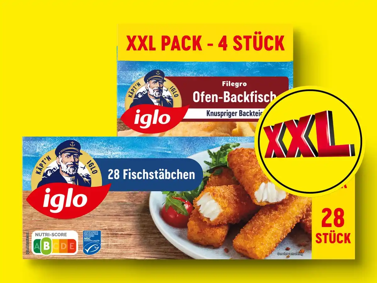 Bild 1 von Iglo Fisch-/Backfisch-Stäbchen/Filegro Ofen-Backfisch XXL