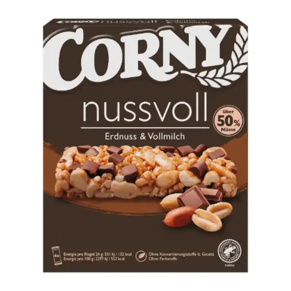 Bild 1 von CORNY Nussvoll-Riegel Erdnuss & Vollmilch 96g