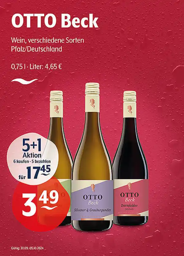 Bild 1 von OTTO Beck Wein verschiedene Sorten Pfalz/Deutschland