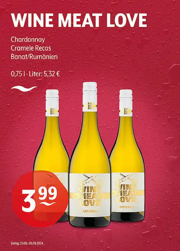 Bild 1 von WINE MEAT LOVE Chardonnay Cramele Recas Banat/Rumänien