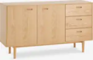 Sideboard MARSTRAND 2 Türen 3 Schubladen Eiche natur