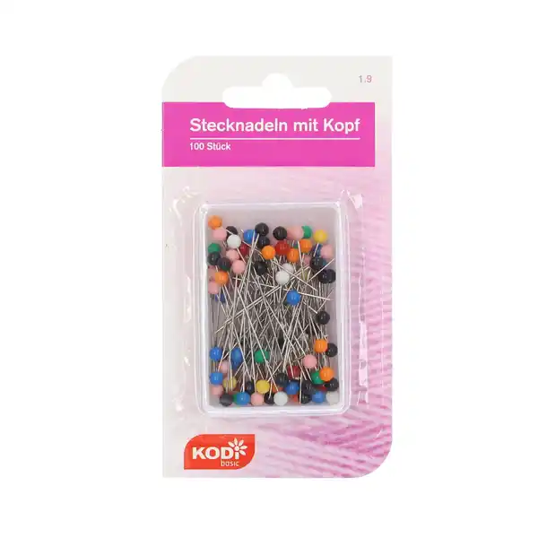 Bild 1 von KODi Basic Stecknadeln Bunte Köpfe 100 Stück