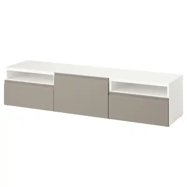Bild 1 von BESTÅ TV-Bank, weiß/Hammarsmed beige 180x42x39 cm