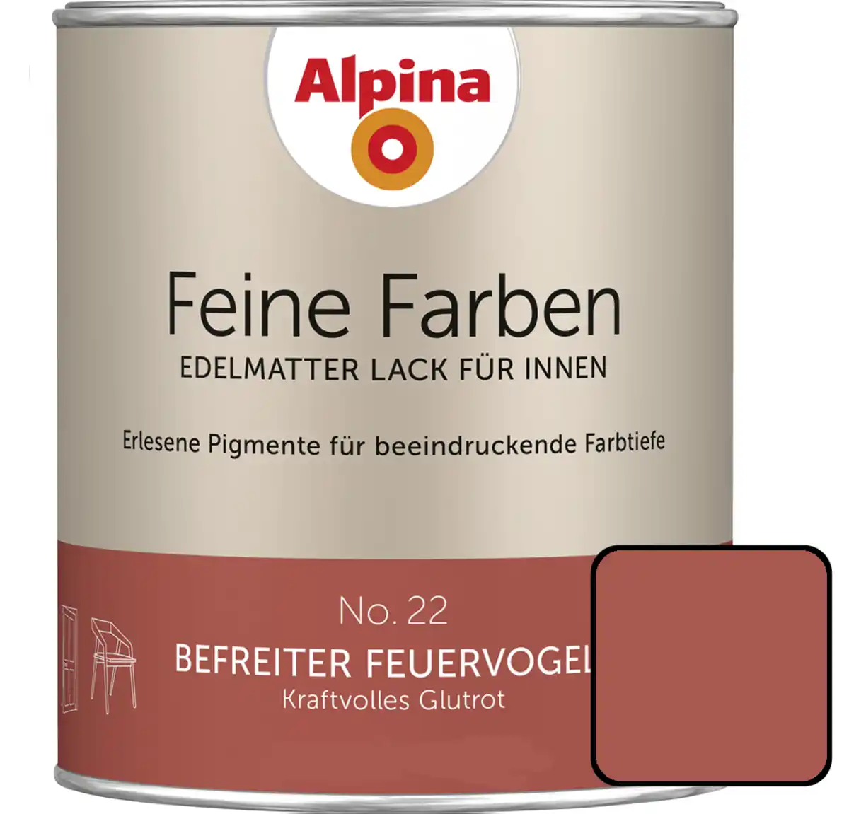 Bild 1 von Alpina Feine Farben Lack No. 22 Befreiter Feuervogel  glutrot edelmatt 750 ml