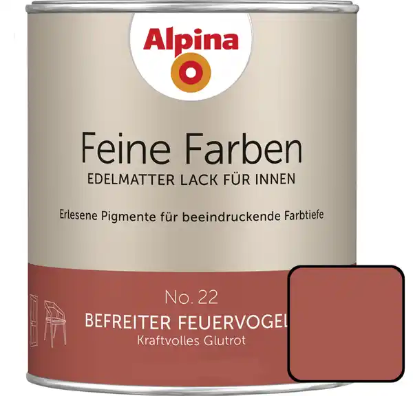 Bild 1 von Alpina Feine Farben Lack No. 22 Befreiter Feuervogel  glutrot edelmatt 750 ml