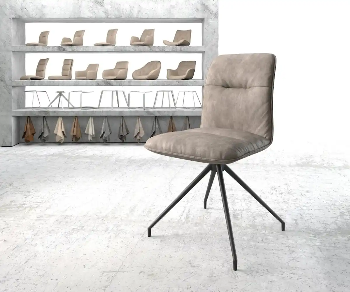 Bild 1 von Drehstuhl Vinjo-Flex Taupe Vintage Kreuzgestell konisch Schwarz 180° drehbar