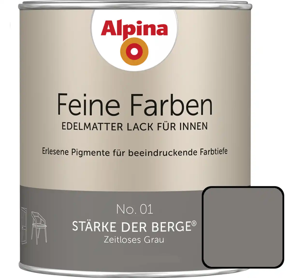 Bild 1 von Alpina Feine Farben Lack No. 01 Stärke der Berge  grau edelmatt 750 ml