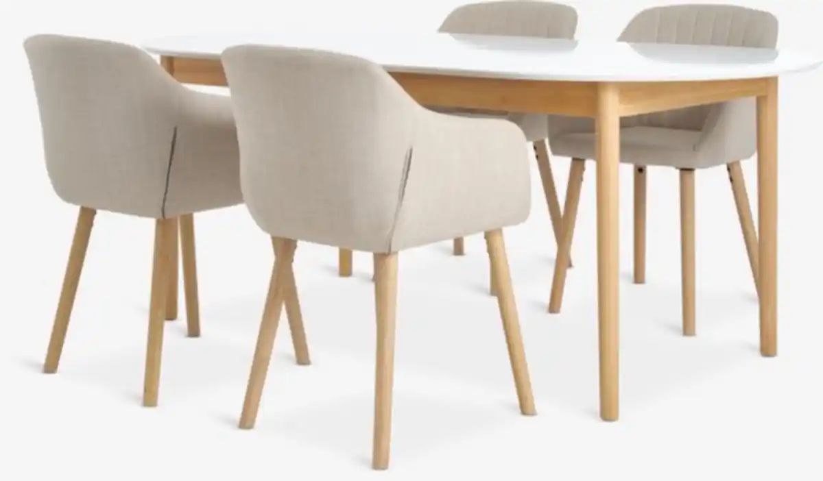Bild 1 von MARSTRAND L200/280 Tisch weiß + 4 ADSLEV Stühle beige