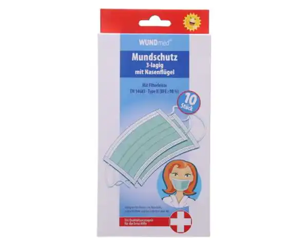 Bild 1 von WUNDmed®  Mundschutz mit antibaktierieller Filterleiste EN 14683 - Typ II 10er