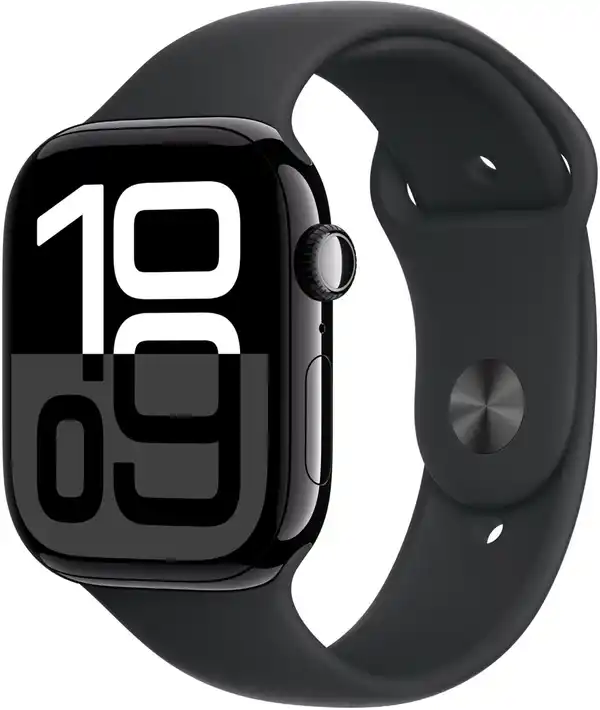 Bild 1 von Apple Watch Series 10 (46mm) GPS Aluminium mit Sportarmband S/M diamantschwarz/schwarz