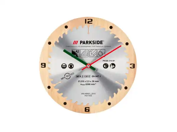 Bild 1 von PARKSIDE® Wanduhr »PWCP1A1«, im Kreissägeblatt-Design