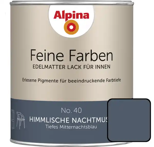 Bild 1 von Alpina Feine Farben Lack No. 40 Himmlische Nachtmusik  mitternachtsblau edelmatt 750 ml