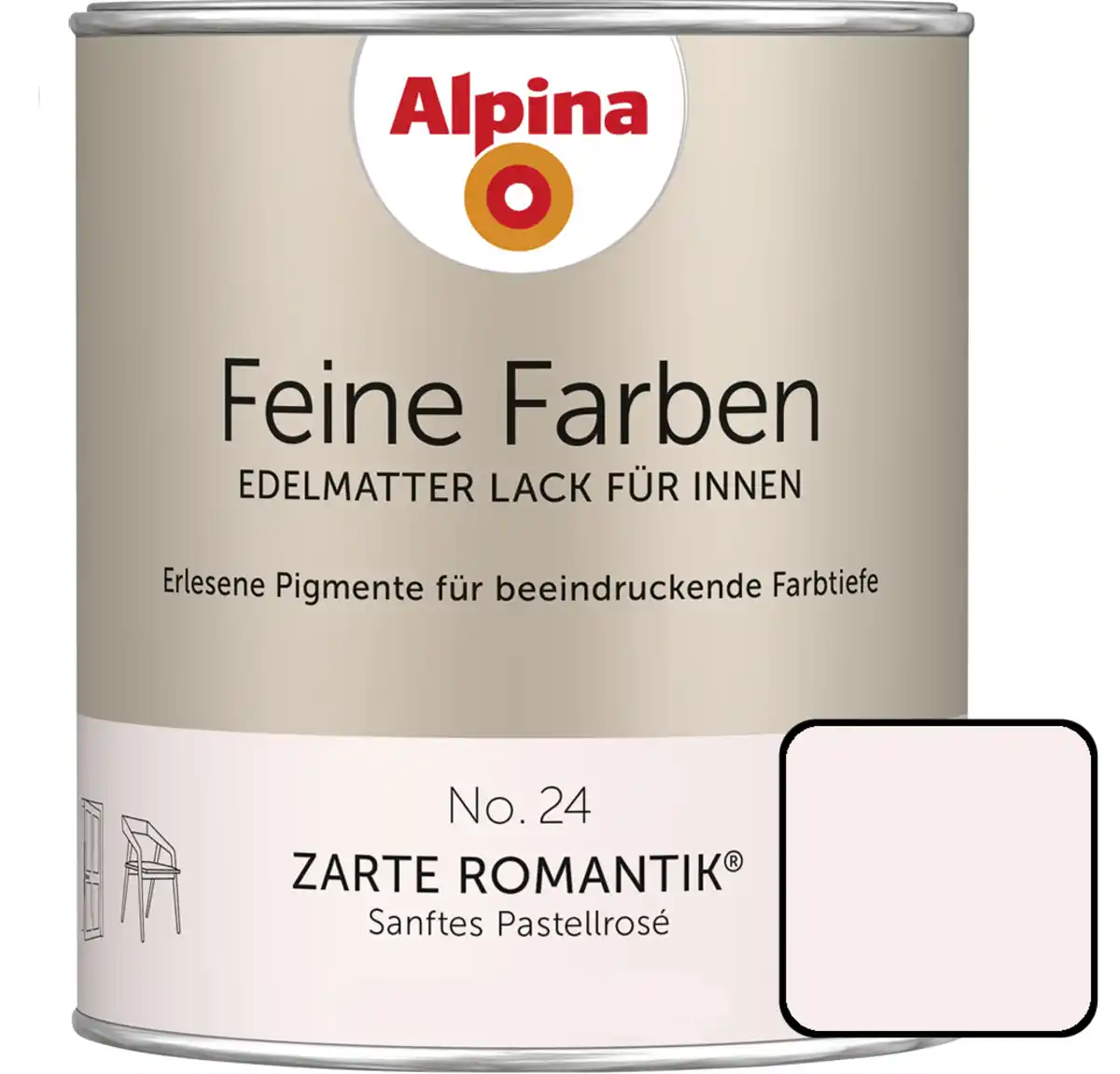 Bild 1 von Alpina Feine Farben Lack No. 24 Zarte Romantik  pastellrosé edelmatt 750 ml
