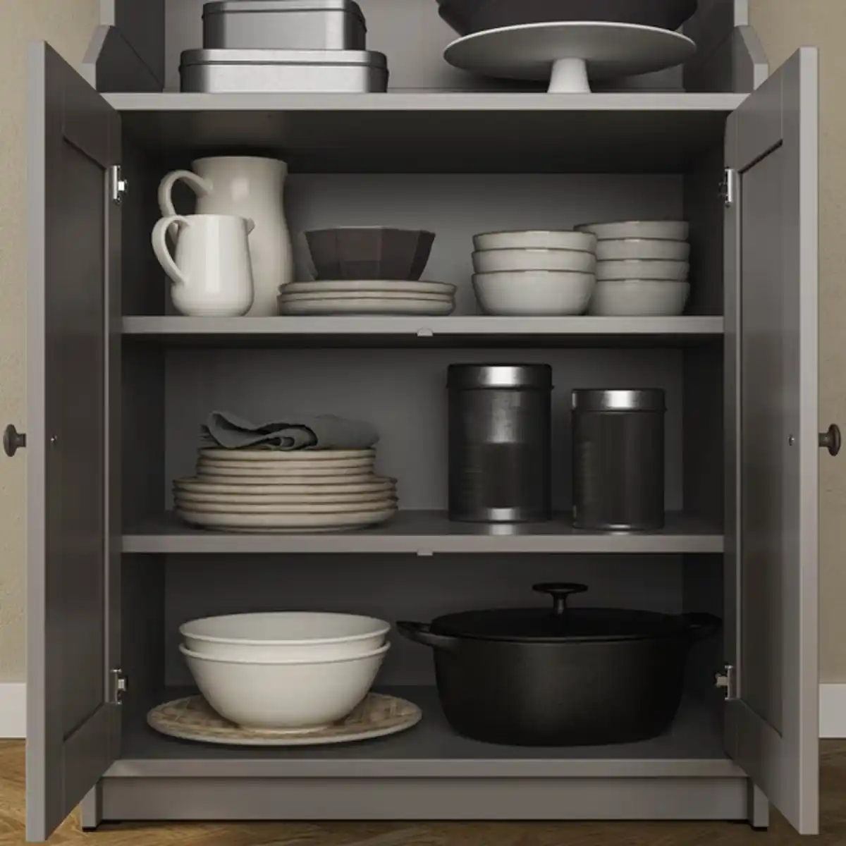 Bild 4 von HAUGA Hochschrank mit 2 Türen, grau 70x199 cm