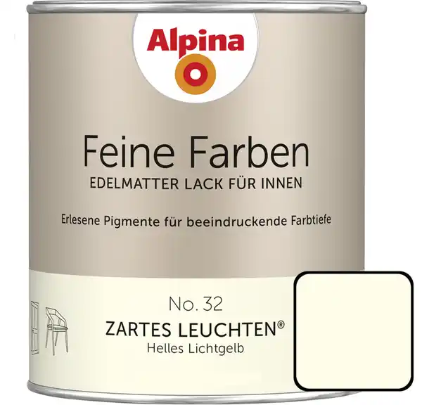 Bild 1 von Alpina Feine Farben Lack No. 32 Zartes Leuchten  lichtgelb edelmatt 750 ml