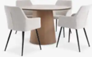 KLIPLEV Ø120 Tisch eiche + 4 PURHUS off-white/schwarz