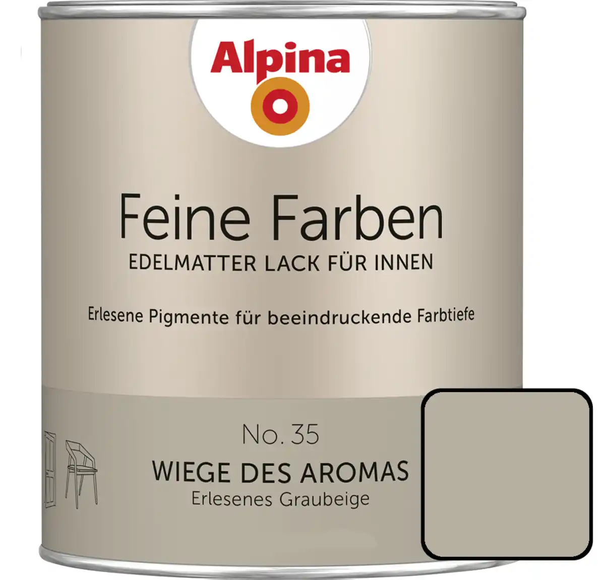 Bild 1 von Alpina Feine Farben Lack No. 35 Wiege des Aromas  graubeige edelmatt 750 ml