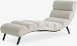 Chaiselongue-Sessel LINDELSE Teddyplüsch beige/ schwarz