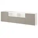 Bild 1 von BESTÅ TV-Bank mit Türen und Schubladen, weiß/Hammarsmed/Stubbarp beige 240x42x74 cm