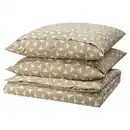 Bild 1 von ÄNGSNEJLIKA Bettwäsche-Set, 3-teilig, graubeige/elfenbeinweiß 240x220/80x80 cm