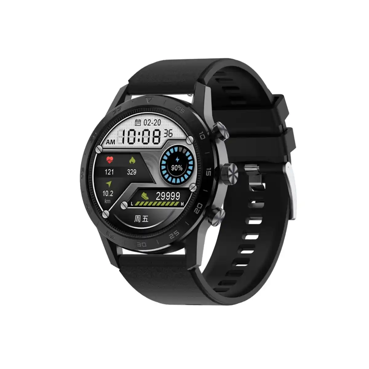 Bild 1 von TPFNet Smart Watch / Fitness Tracker IP67 - Silikon Armband - Android & IOS - Schwarz / Schwarz