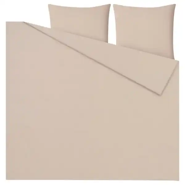 Bild 2 von GROVSNÄRJA Bettwäsche-Set, 3-teilig, Flanell dunkelbeige/beige 240x220/80x80 cm