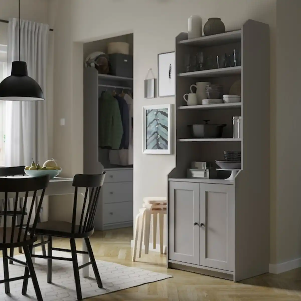 Bild 2 von HAUGA Hochschrank mit 2 Türen, grau 70x199 cm