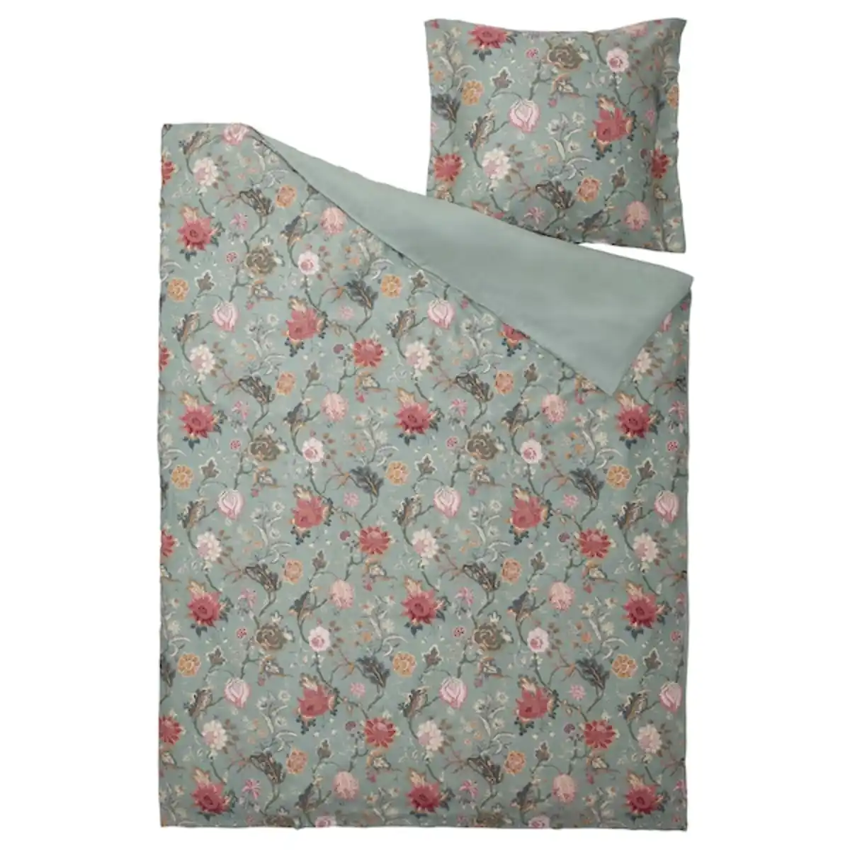 Bild 4 von NÄSSELKLOCKA Bettwäsche-Set, 2-teilig, hell graugrün/bunt 140x200/80x80 cm