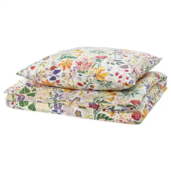 Bild 1 von STRANDLUMMER Bettwäsche-Set, 2-teilig, bunt/Blumenmuster 140x200/80x80 cm